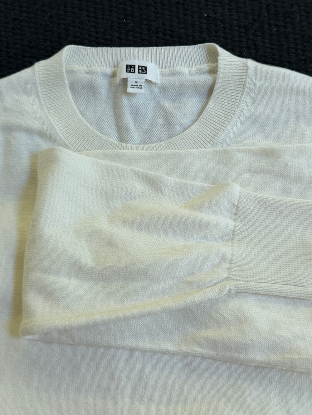 Uniqlo Men’s Washable Cotton Sweater Off White Size S NWOT